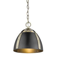  6928-S AB-BLK - Aldrich AB Small Pendant in Aged Brass with Matte Black Shade